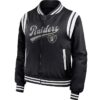 Shop Las Vegas Raiders Teddy Full-Zip Black Varsity Bomber Jacket