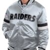 Home Game Las Vegas Raiders Full-Snap Satin Silver Jacket