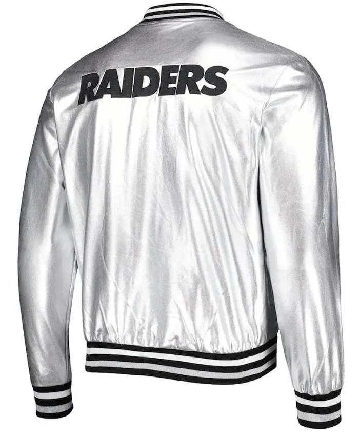 The Wild Collective Metallic Las Vegas Raiders Full-Snap Silver Jacket