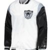 Starter White Throwback Warm Up Pitch Las Vegas Raiders Satin Jacket