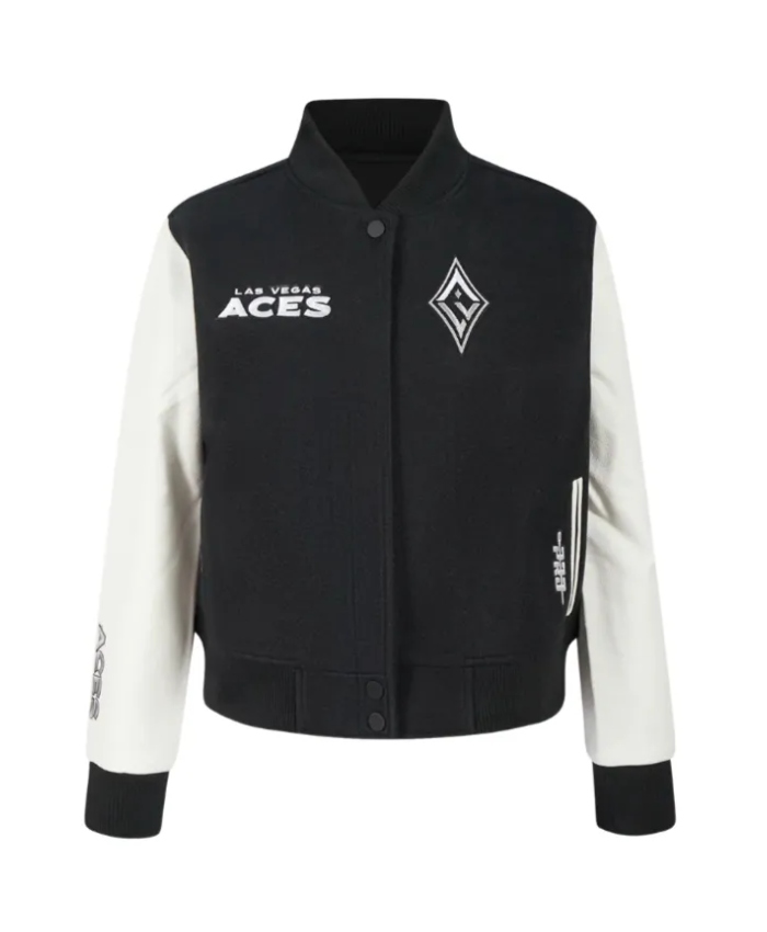 Las Vegas Aces Classic Essentials Varsity Black and White Jacket