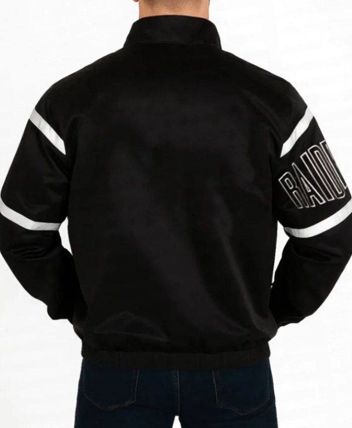 Al Davis Las Vegas Raiders Black Zip-Up Satin Jacket