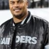 Black Antonio Pierce Raiders Full-Snap Varsity Black Satin Jacket