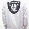 Big Logo Las Vegas Raiders Full-Snap Silver Satin Bomber Jacket