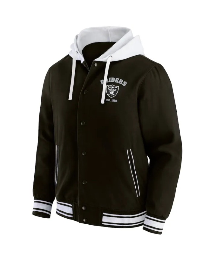Las Vegas Raiders Black Cotton Hooded Jacket