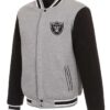 Black and Gray Las Vegas Raiders Full-Zip Wool Varsity Jacket