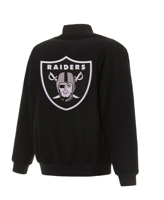 Black Las Vegas Raiders Bomber Wool Jacket