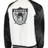 Clean Up Throwback White and Black Las Vegas Raiders Satin Jacket