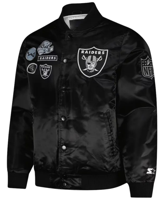 Las Vegas Raiders Exclusive Black Varsity Satin Jacket Get Now