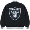 Las Vegas Raiders Gray and White Rib Bomber Black Jacket Get Now