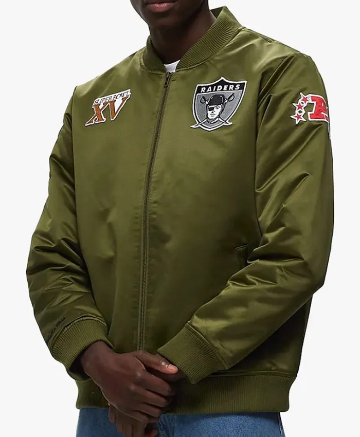Las Vegas Raiders Bomber Green Satin Jacket