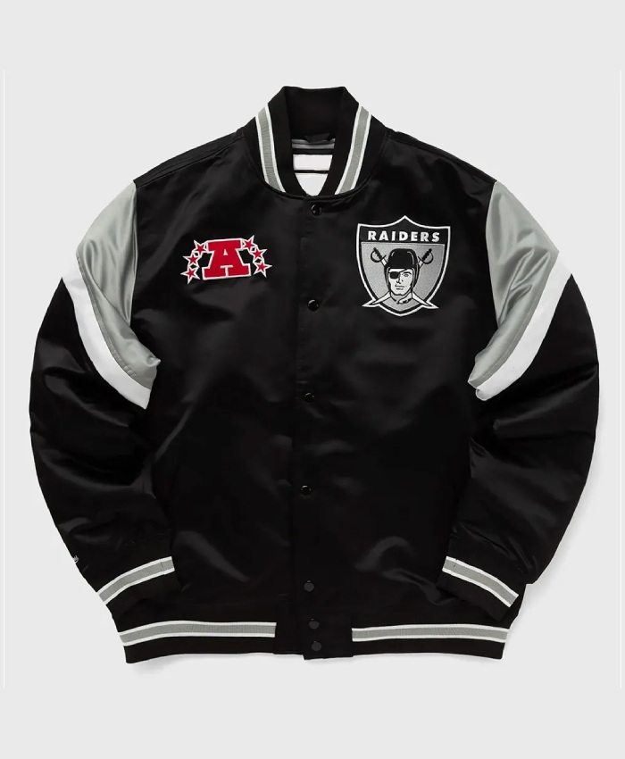 Black Las Vegas Raiders Full-Snap Varsity Satin Jacket