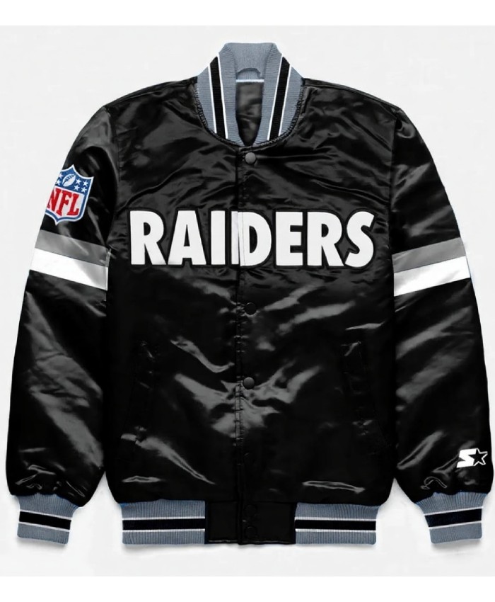 Home Game Las Vegas Raiders Black Varsity Full-Snap Satin Jacket