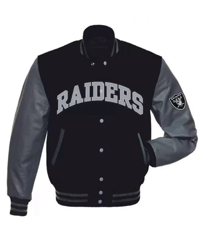 Las Vegas Raiders Black and Grey Letterman Jacket