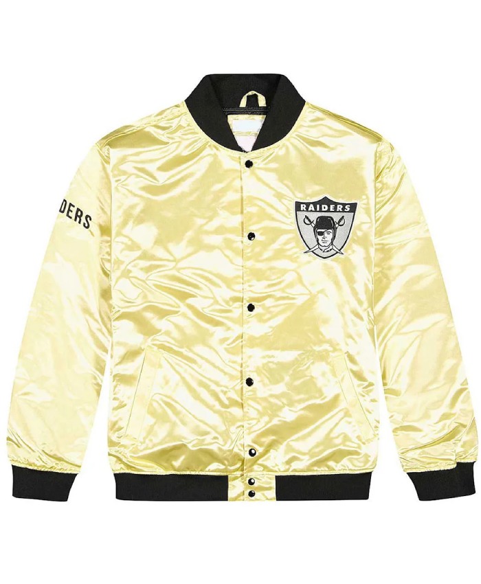 Light Gold Las Vegas Raiders Full-Snap Satin Jacket