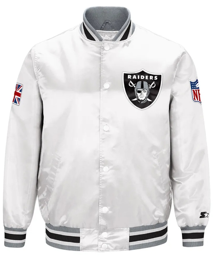 London Las Vegas Raiders White Varsity Jacket