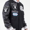 Mash Up Las Vegas Raiders Varsity Black Full-Snap Wool and Leather Jacket