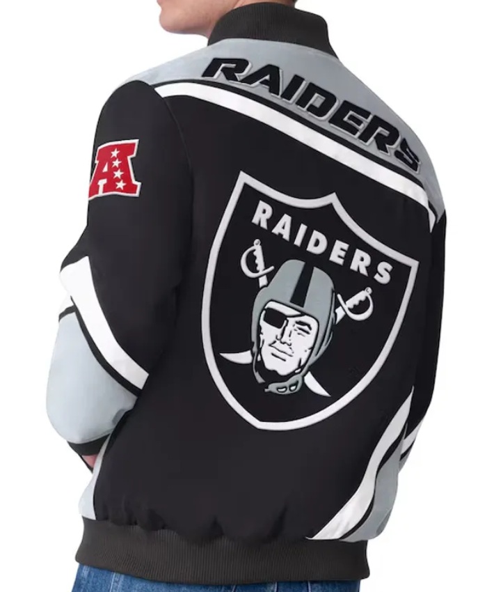 Black Las Vegas Raiders Maximum Racing Full-Snap Cotton Jacket