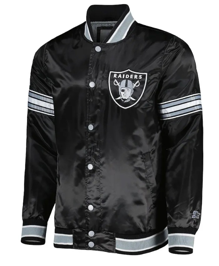 Midfield Las Vegas Raiders Black Satin Jacket