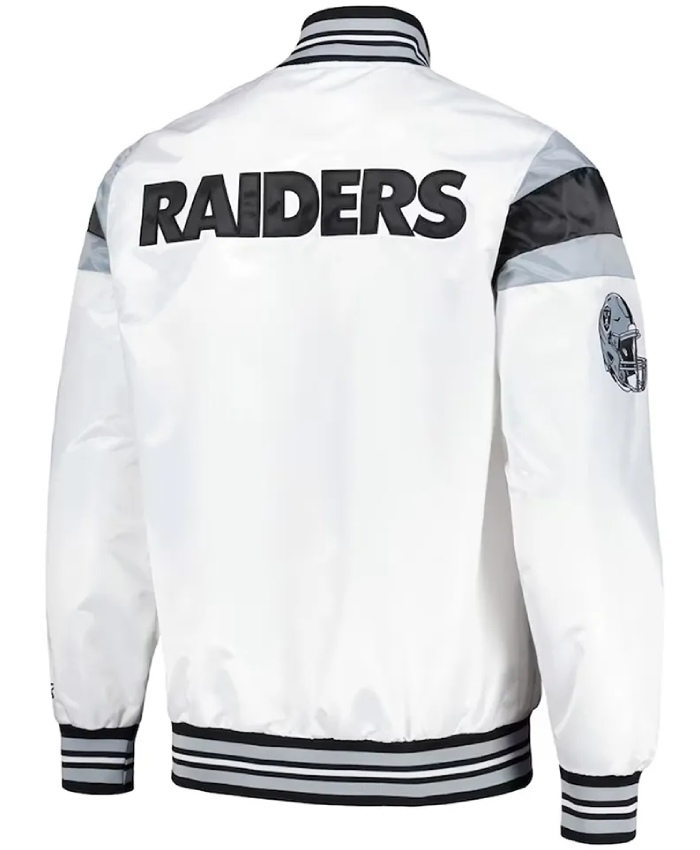White Las Vegas Raiders Midweight Varsity Full-Snap Satin Jacket