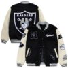 Nation Las Vegas Raiders Black and Off White Letterman Jacket