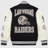OVO Las Vegas Raiders Black Wool and Leather Varsity Full-Snap Jacket