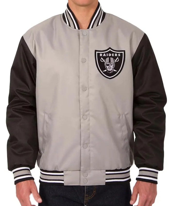 Las Vegas Raiders Front Hit Poly Twill Black and Gray Jacket