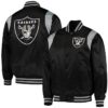 Prime Time Las Vegas Raiders Satin Full-Snap Jacket - Black and Silver