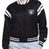 Las Vegas Raiders Printed Logo Varsity Black Satin Jacket