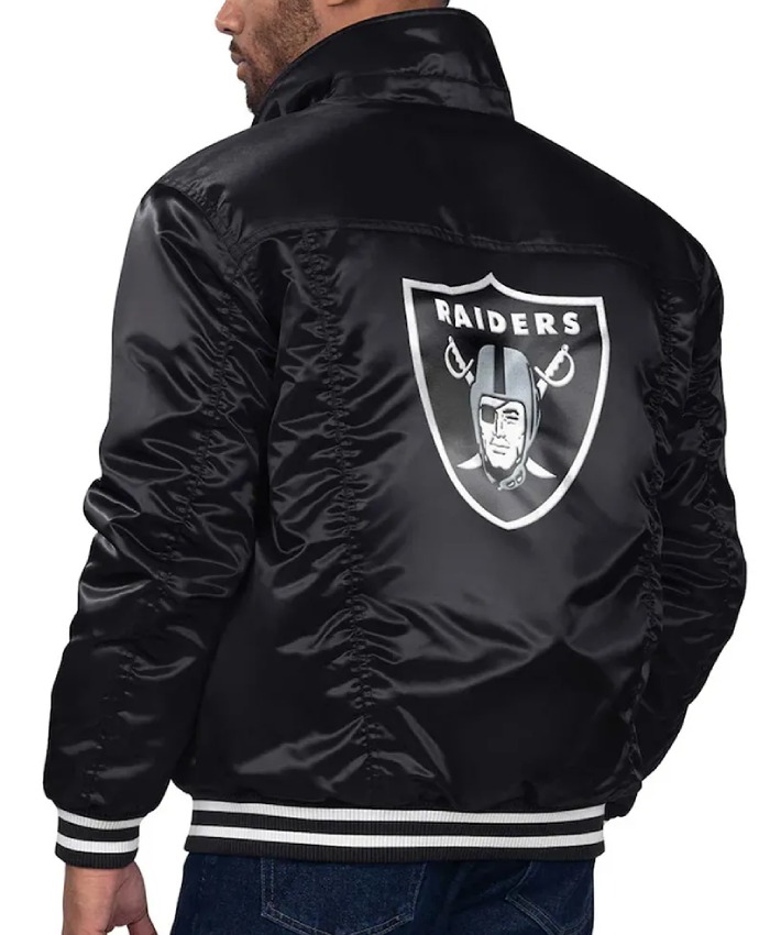 Las Vegas Raiders Trucker Full-Snap Black Satin Jacket