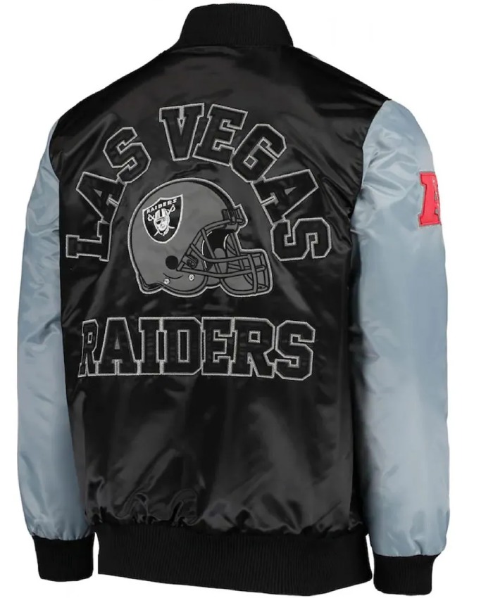 Las Vegas Raiders Starter Satin Black and Grey Varsity Jacket