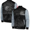 Las Vegas Raiders Starter Grey and Black Satin Jacket