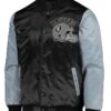 Las Vegas Raiders Starter Grey and Black Satin Varsity Jacket