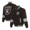 Striped Las Vegas Raiders Full-Zip Varsity Black Wool Jacket