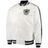 Throwback D-Line Starter White Las Vegas Raiders Varsity Satin Jacket