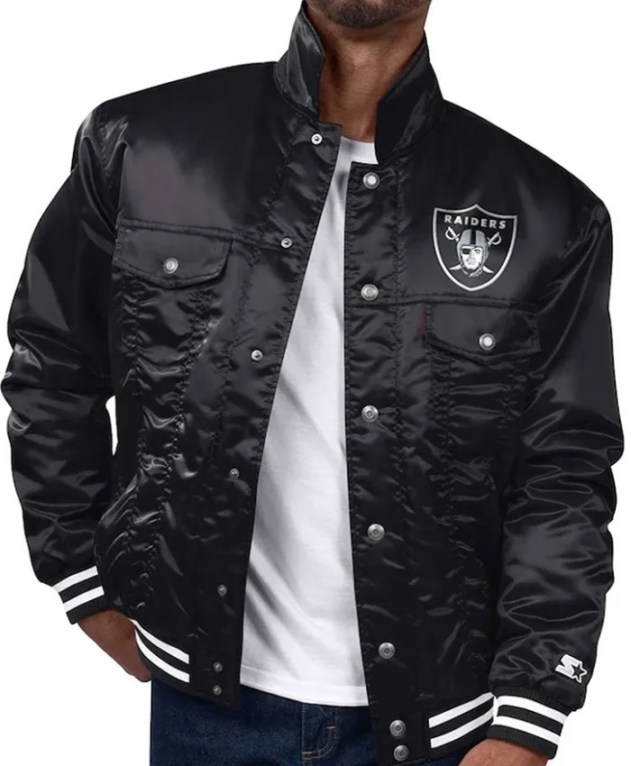 Las Vegas Raiders Silver Tab Trucker Jacket