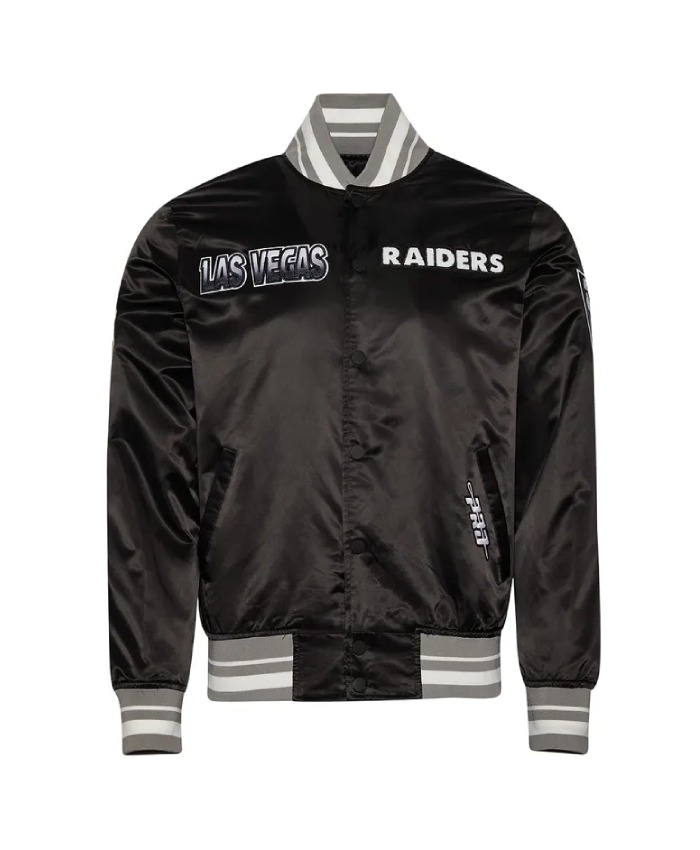 Las Vegas Raiders Turn It Up M Classic Rib Black Satin Jacket