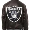 Black Las Vegas Raiders Full-Snap Varsity Leather Jacket