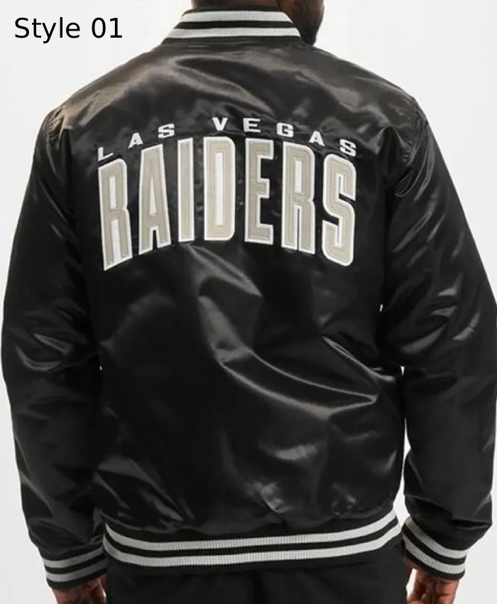 Wordmark Las Vegas Raiders Satin Bomber Black Jacket