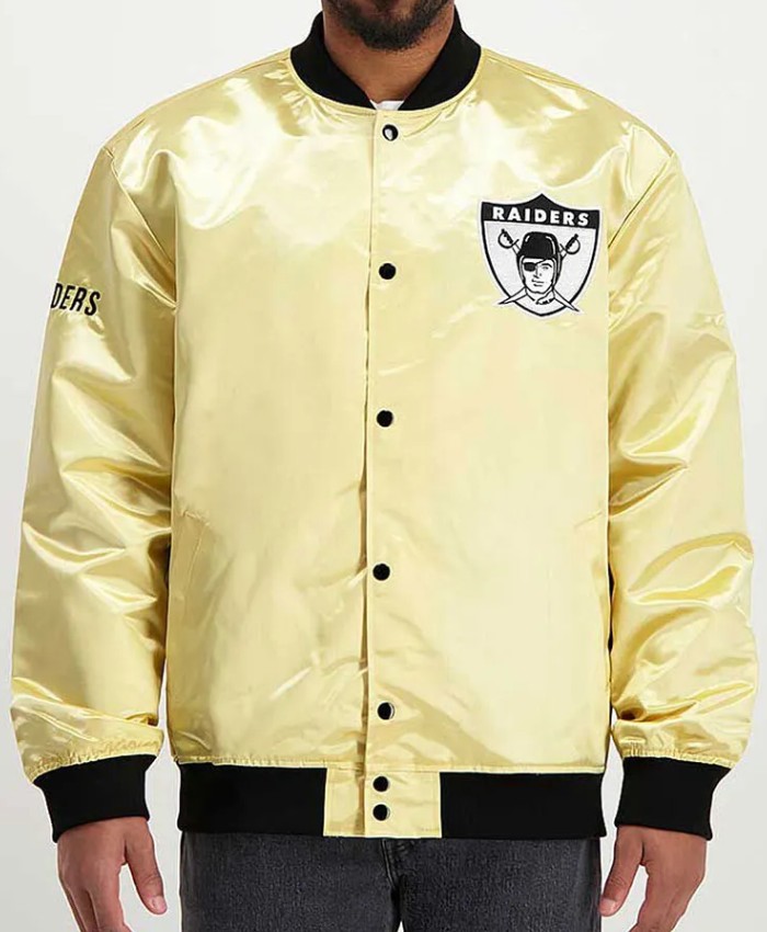 Las Vegas Raiders Lightweight Gold Satin Jacket Get Now