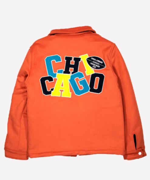 Lyrical Lemonade X Chicago Bears Orange Full-Snap Varsity Jacket for Men and Women
