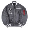 Order Oakland Las Vegas Raiders MA-1 BlackGrey Satin Bomber Jacket