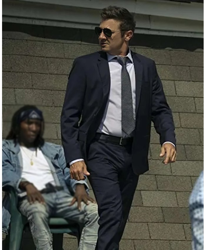 Jeremy Renner Mayor of Kingstown S02 Mike McLusky Blue Suit