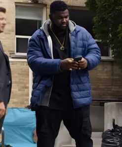 Tobi Bamtefa Mayor of Kingstown Deverin ‘Bunny’ Washington Blue Puffer Jacket