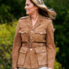Melania Trump Brown Suede Leather Safari Jacket