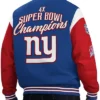 NFL Super Bowl 4x NY Champions Blue and Red Varsity Bomber Jacket