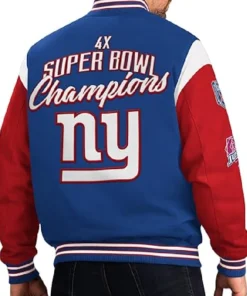 NFL Super Bowl 4x NY Champions Blue and Red Varsity Bomber Jacket