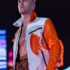 Shop NJPW Zack Sabre Jr. White and Orange Leather Jacket