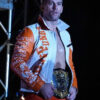 Grab New Japan Pro-Wrestling Zack Sabre Jr. White and Orange Leather Jacket