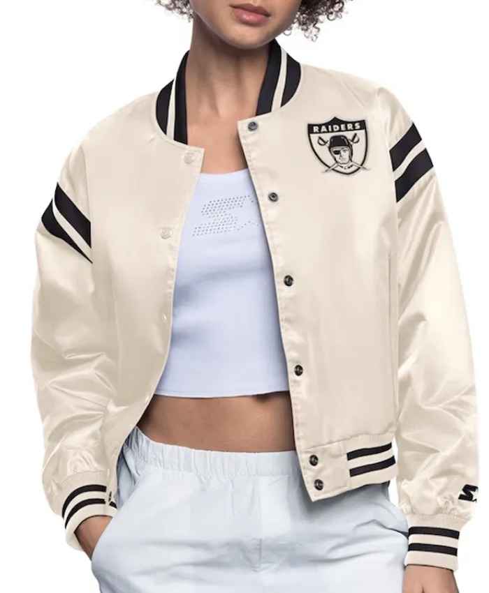 Oakland Raiders Cream Full Count Satin Jacket